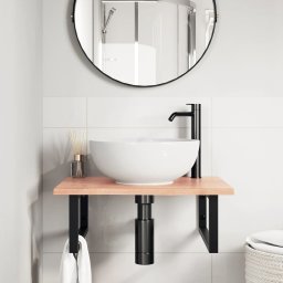 vidaXL Badkamer wandschap staal en massief eikenhout