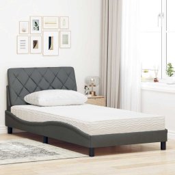vidaXL Bed met matras stof donkergrijs 100x200 cm