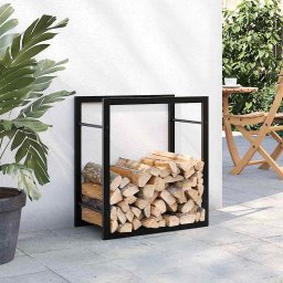 vidaXL Haardhoutrek 50x28x56 cm staal matzwart