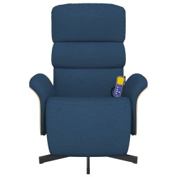 vidaXL Massagestoel verstelbaar met voetensteun stof blauw