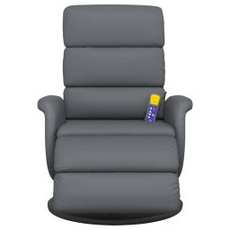 vidaXL Massagestoel verstelbaar met voetensteun kunstleer grijs