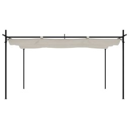 vidaXL Pergola met uitschuifbaar dak 395x292x230 crèmekleurig
