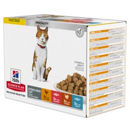 24x85g Young Adult Sterilised Cat Kip, Zalm, Kalkoen, Forel Hill's Science Plan Kattenvoer