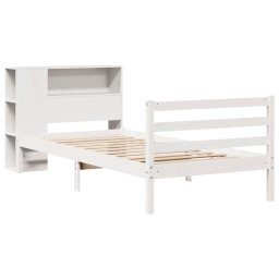vidaXL Bed met boekenkast zonder matras grenenhout wit 75x190 cm