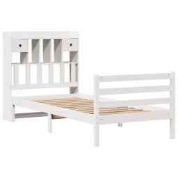 vidaXL Bed met boekenkast zonder matras grenenhout wit 75x190 cm