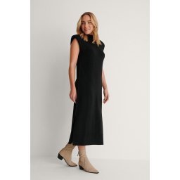NA-KD - Maat L - Padded High Neck Midi Dames Jurk