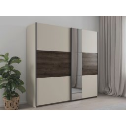 Kledingkast SAJORIS 2 schuifdeuren 218 cm kasjmier/atlantische eik