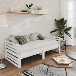 vidaXL Slaapbank uitschuifbaar massief grenenhout wit 2x(90x200) cm