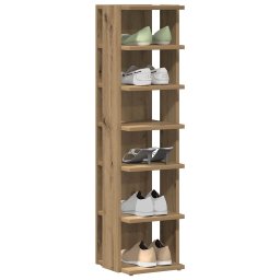 vidaXL Schoenenkasten 2 st 28x27x102 cm bewerkt hout artisanaal eiken