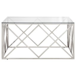vidaXL Salontafel roestvrijstaal en gehard glas zilverkleurig
