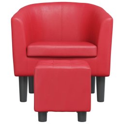 vidaXL Kuipstoel met voetenbankje kunstleer rood