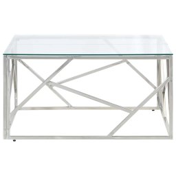 vidaXL Salontafel roestvrijstaal en gehard glas zilverkleurig