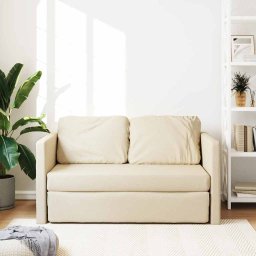 vidaXL Slaapbank vloermodel 2-in-1 112x174x55 cm stof crèmekleurig