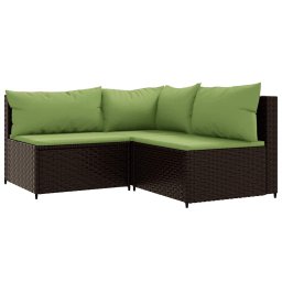vidaXL 4-delige Loungeset met kussens poly rattan bruin