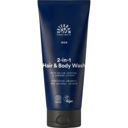 Urtekram Men 2-in-1 Hair & Body Wash With Willow Charcoal & Ginseng