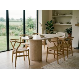 Ovale eettafel LARUSSO 200 cm travertijn