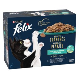 12x80g Ocean-selectie in Gelei Felix Heerlijke Plakjes Kattenvoer
