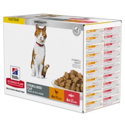 24x85g Young Adult Sterilised Cat Kip (12x) & Zalm (12x) Hill's Science Plan Kattenvoer