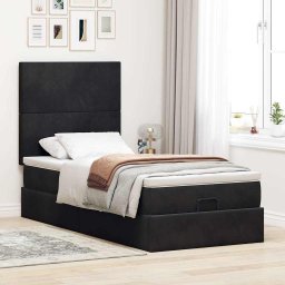 vidaXL Ottoman bed met matrassen 90x190cm fluweel zwart