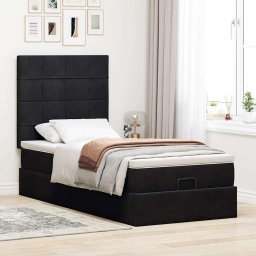 vidaXL Ottoman bed met matrassen 90x190cm fluweel zwart