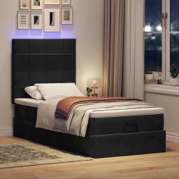vidaXL Ottoman bed met matrassen en LED's 90x190cm fluweel zwart