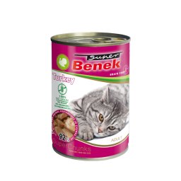 20x415g Super Benek graanvrije Chunks in saus kalkoen natvoer voor katten