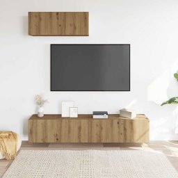 vidaXL 3-delig Tv-meubelset wandmontage bewerkt hout artisanaal eiken