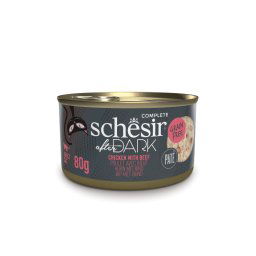 12x80g Schesir After Dark Complete Paté kip & Rund natvoer voor katten