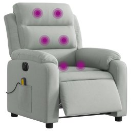 vidaXL Massagestoel elektrisch verstelbaar fluweel lichtgrijs