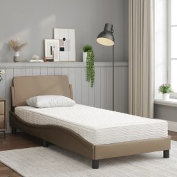 vidaXL Bed met matras "Dover" kunstleer cappuccinokleurig 90x190 cm