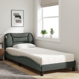 vidaXL Bed met matras "Hvar" stof donkergrijs 90x190 cm