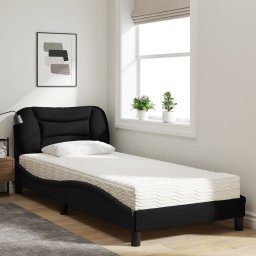 vidaXL Bed met matras "Hvar" stof zwart 90x190 cm