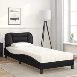 vidaXL Bed met matras "Hvar" kunstleer zwart 90x190 cm
