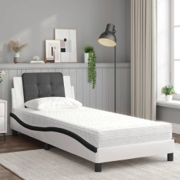 vidaXL Bedframe zonder matras "Zadar" kunstleer wit en zwart 90x190 cm