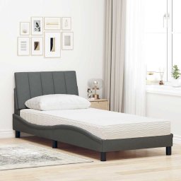 vidaXL Bed met matras "Hanko" stof donkergrijs 90x190 cm