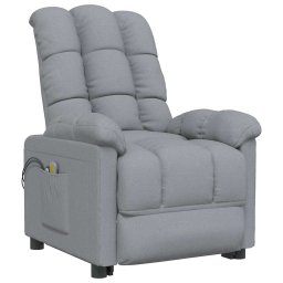 vidaXL Massagestoel elektrisch stof lichtgrijs