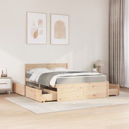 vidaXL Bed met lades en matras massief grenenhout 120x190 cm