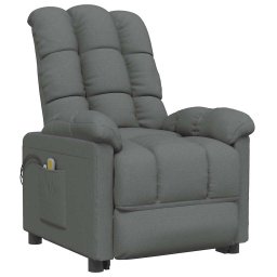 vidaXL Massagestoel elektrisch stof donkergrijs