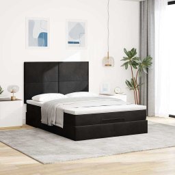 vidaXL Ottoman bed met matrassen 140x200cm fluweel zwart