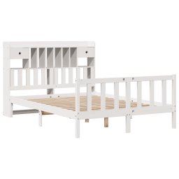 vidaXL Bed met boekenkast zonder matras grenenhout wit 140x190 cm