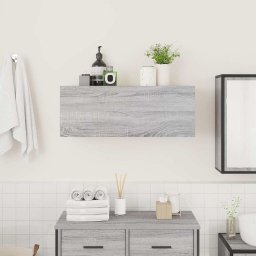 vidaXL Badkamerwandkast 80x25x30 cm bewerkt hout grijs sonoma eiken