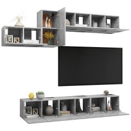 vidaXL 7-delige Tv-meubelset bewerkt hout betongrijs