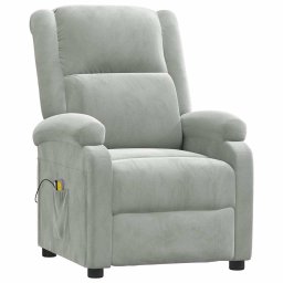 vidaXL Massagestoel elektrisch fluweel lichtgrijs
