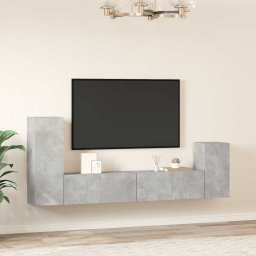 vidaXL 4-delige Tv-meubelset bewerkt hout betongrijs