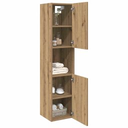vidaXL Badkamerwandkast 30x30x130cm bewerkt hout artisanaal eikenkleur