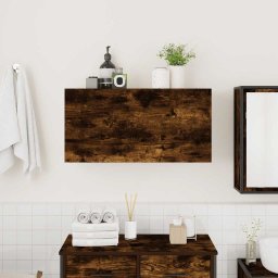 vidaXL Badkamerwandkast 80x25x40 cm bewerkt hout gerookt eikenkleurig
