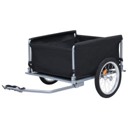 vidaXL Fietstrailer 65 kg zwart en grijs