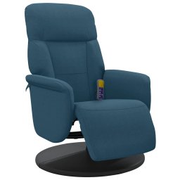 vidaXL Massagestoel verstelbaar met voetensteun fluweel blauw