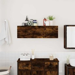 vidaXL Badkamerwandkast 100x25x30 cm bewerkt hout gerookt eikenkleurig