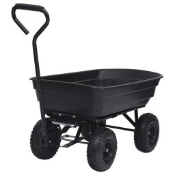 vidaXL Tuinkiepwagen 300 kg 75 L zwart